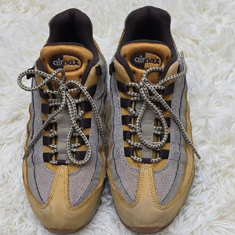 Nike Air Men's Sneakers in Tan and Gray Suede-Mesh